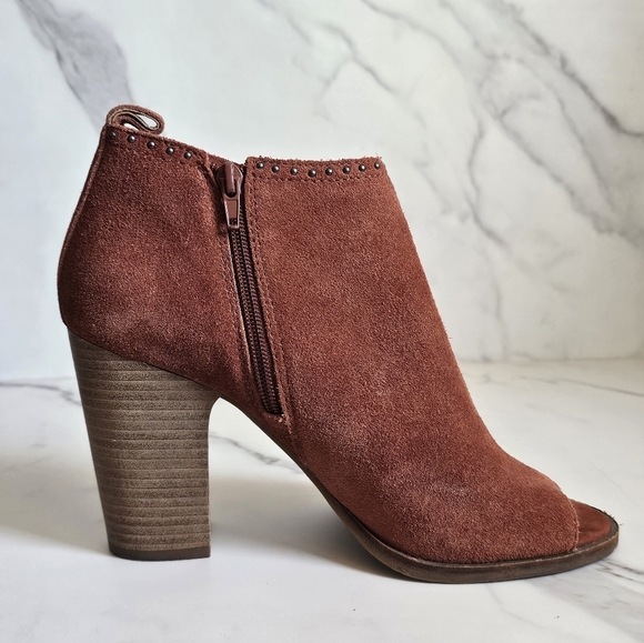 Suede Lucky Brand Lotisha Open Toe Boots Size 10 - Picture 3 of 13